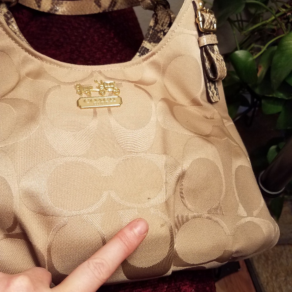 Coach Madison Maggie Signature  Snakeskin Trim Bag - Picture 7 of 8